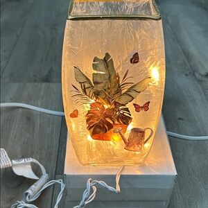 Illuminated Glass Vase with Tropical Design